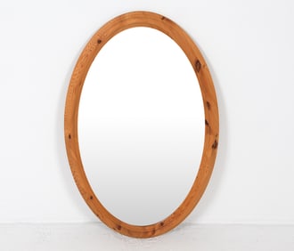 MID-CENTURY SWEDISH PINE WALL MIRROR C. 1970S