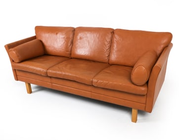 MOGENS HANSEN STYLE DANISH LEATHER SOFA C. 1960S