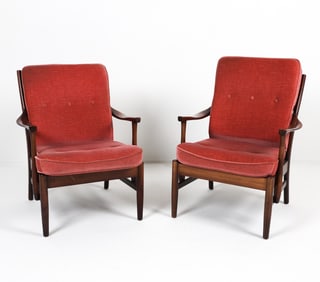 PAIR OF SCANDINAVIAN BEECH ARMCHAIRS C. 1960S