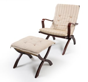 SILKEBORG DANISH OAK LOUNGE CHAIR W/ OTTOMAN