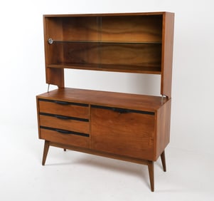 SCANDINAVIAN WALNUT BOOKCASE CABINET C. 1960S