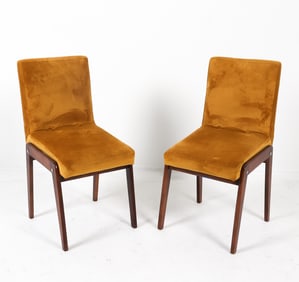 PAIR OF SCANDINAVIAN BEECH & SUEDE SIDE CHAIRS