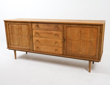 MID-CENTURY DANISH OAK BRUTALIST SIDEBOARD