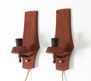 PAIR OF SCANDINAVIAN TEAK WALL SCONCES C. 1960S
