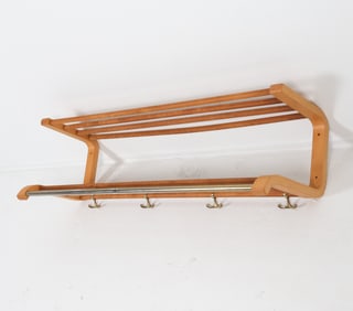 MID-CENTURY DANISH BEECH WALL SHELF C. 1960S
