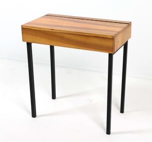 MID-CENTURY CZECH WALNUT VANITY SIDE TABLE