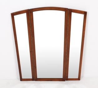 MID-CENTURY SCANDINAVIAN BEECH TRIPTYCH MIRROR
