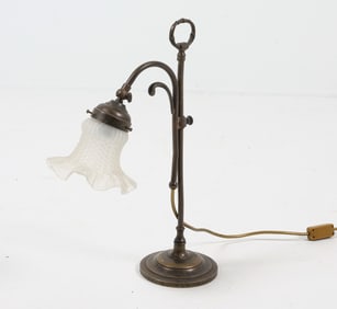ART NOUVEAU STYLE BRASS & GLASS LAMP