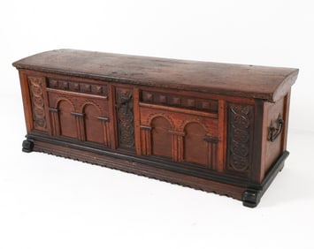 ANTIQUE GERMAN BAROQUE CARVED OAK CHEST
