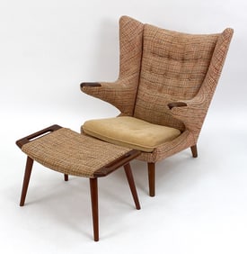 HANS J. WEGNER PAPA BEAR CHAIR WITH FOOTSTOOL