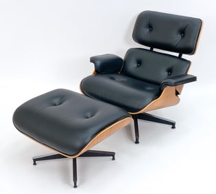 HERMAN MILLER EAMES 50TH ANNIVERSARY CHAIR W/ OTTO