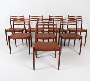 8 NIELS O. MOLLER MODEL 78 DANISH ROSEWOOD CHAIRS