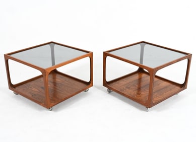 PAIR ATTR. WILHELM RENZ ROSEWOOD END TABLES