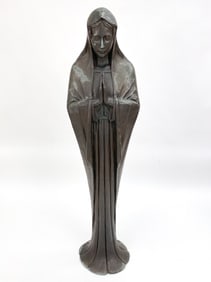 LIFE SIZED PRAYING MADONNA BRONZE SCULPTURE