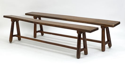 PAIR OF FRENCH OAK BENCHES, CIRCA 1900