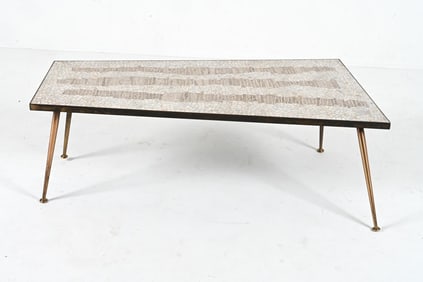BERTHOLD MULLER BRASS & STONE COFFEE TABLE 1950S