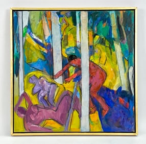 EDWIN PERRY DOUGLAS (B.1935) ABSTRACT O/C PAINTING