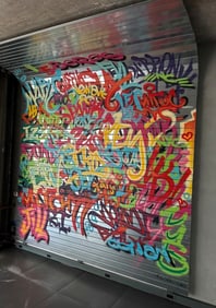 LARGE GRAFFITI STREET ART ROLL UP METAL DOOR