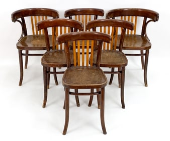 (6) THONET BEECH BENTWOOD CAFE CHAIRS