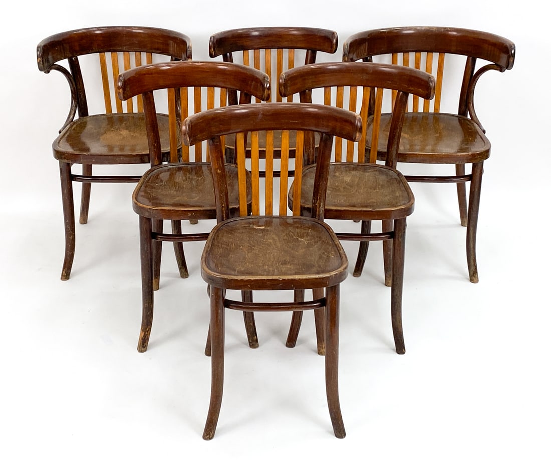 (6) THONET BEECH BENTWOOD CAFE CHAIRS (1 of 20)