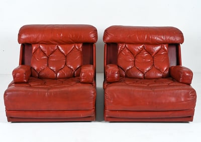 PAIR TETRAD MODULAR LEATHER LOUNGE CHAIRS 1970S