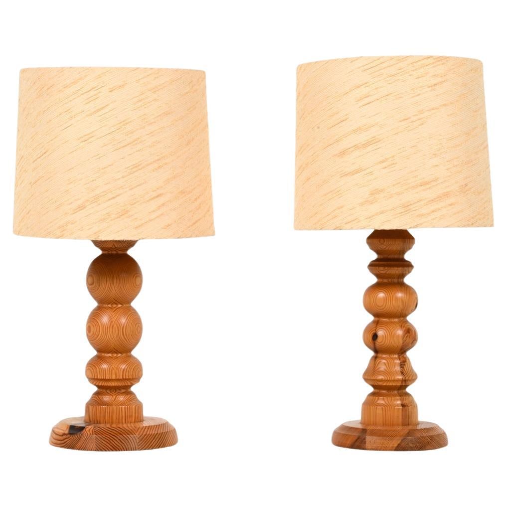 MID-CENTURY SWEDISH PINE TABLE LAMPS C. 1970S (1 of 1)