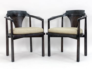 PAIR EDWARD WORMLEY DUNBAR HORSESHOE ARMCHAIRS
