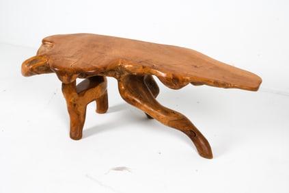 NATURAL FORM SOLID TEAK COFFEE TABLE C. 1960S