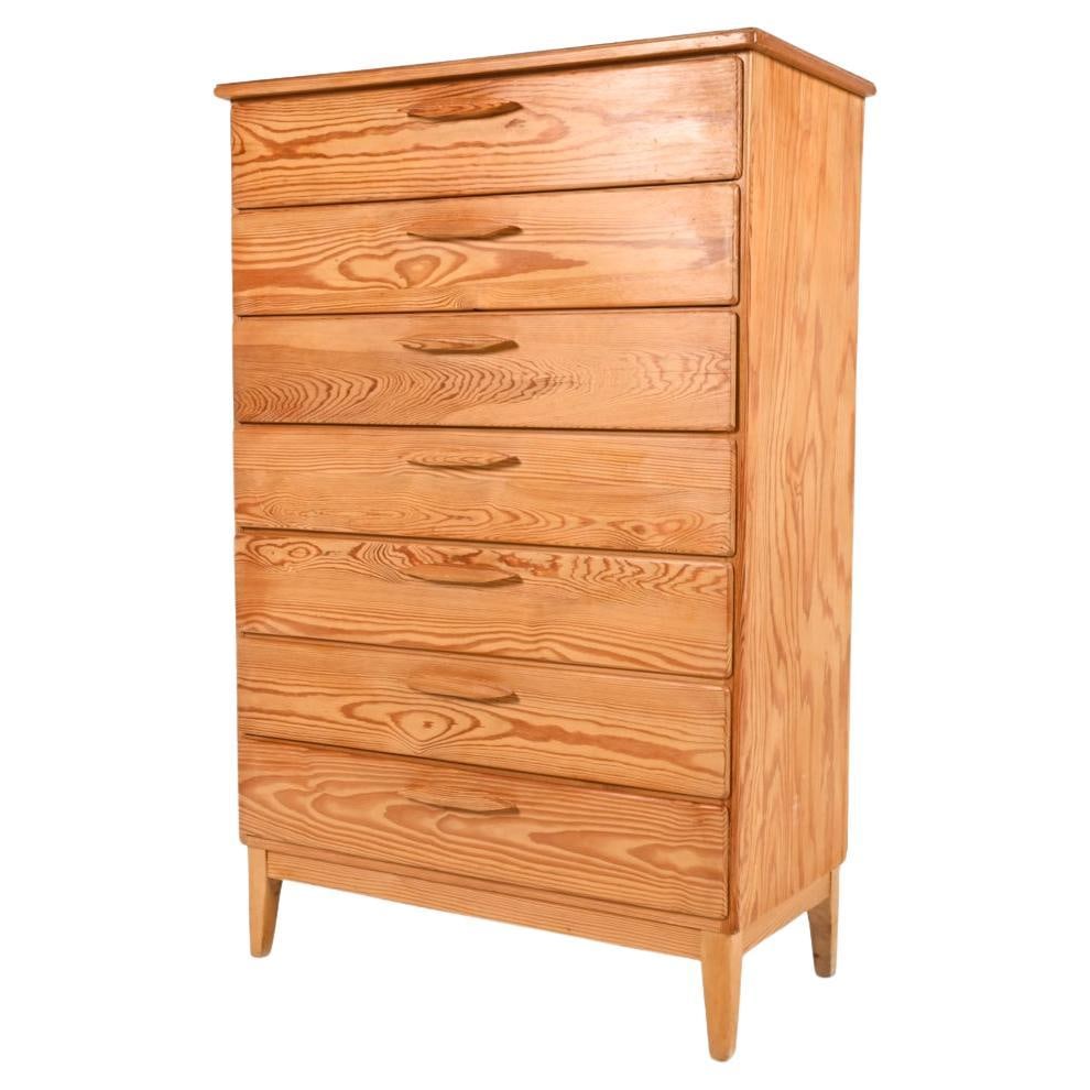 SWEDISH PINE TALL CHEST OF DRAWERS C. 1960S (1 of 8)
