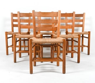 (6) VIGGO-HARDIE FISCHER OAK 'CHURCH' CHAIRS