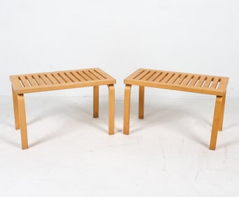 PAIR ALVAR AALTO FOR ARTEK MODEL 153 BIRCH BENCHES
