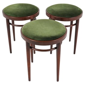 THONET MODEL 214 PH BEECH & VELVET STOOLS