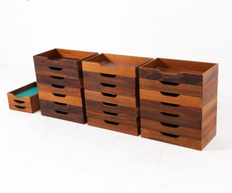 DANISH TEAK & ROSEWOOD LETTER TRAYS C. 1970S