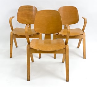 (3) JOE ATKINSON FOR THONET BENTWOOD ARMCHAIRS