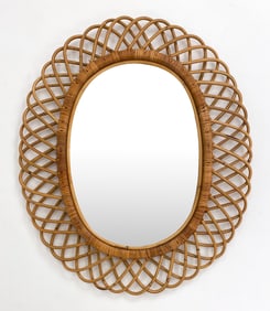 ITALIAN ALBINI STYLE RATTAN MIRROR