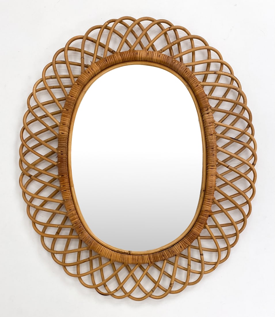 ITALIAN ALBINI STYLE RATTAN MIRROR (1 of 7)