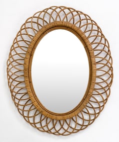 ITALIAN ALBINI STYLE RATTAN MIRROR