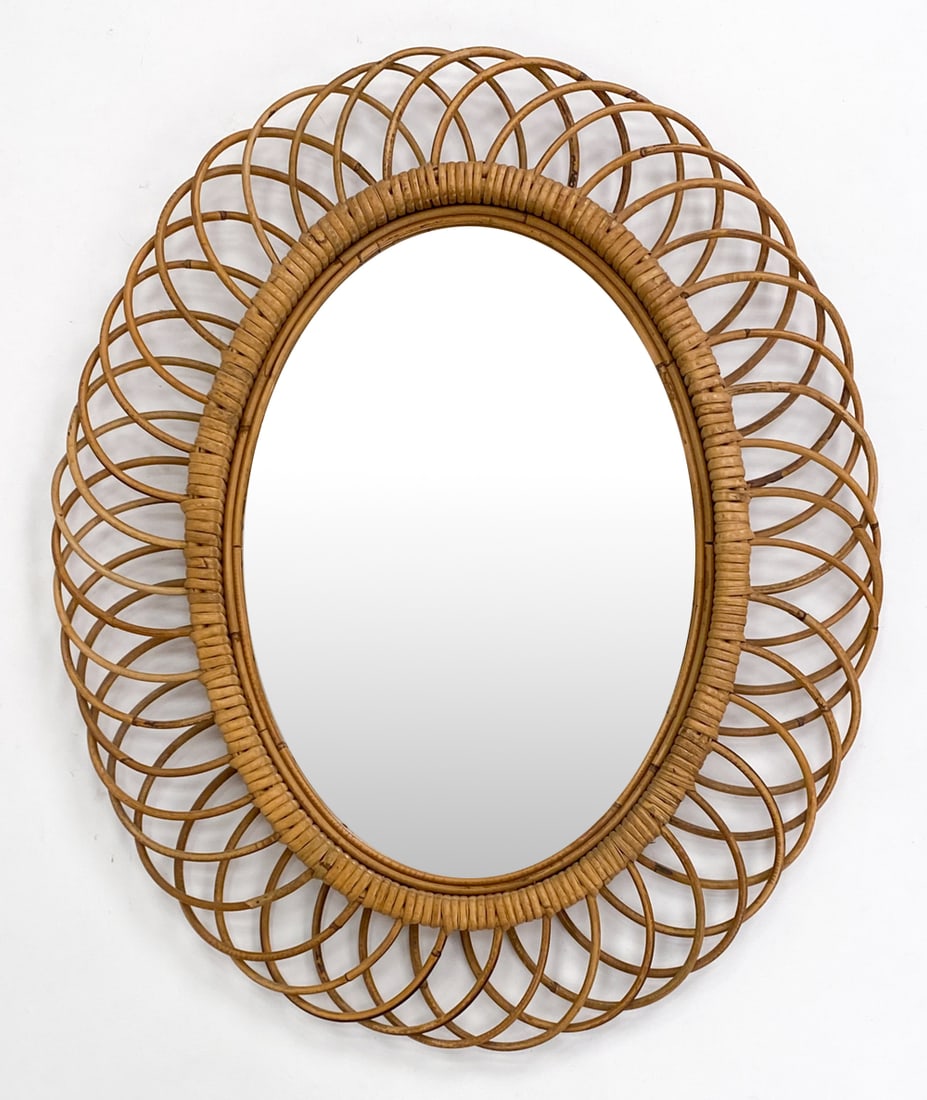 ITALIAN ALBINI STYLE RATTAN MIRROR (1 of 6)
