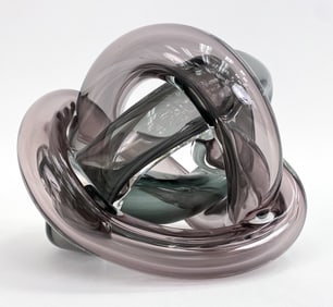 SKLO SMOKE GLASS WRAPPED KNOT SCULPTURE