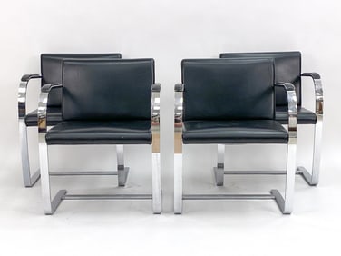 (4) BRNO STYLE FLAT-BAR CHROME ARMCHAIRS