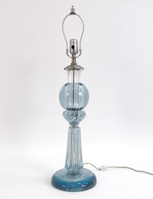 MID-CENTURY IRIDESCENT BLUE GLASS TABLE LAMP