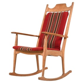 HENNING KJARENULF 'RAZOR BLADE' OAK ROCKING CHAIR