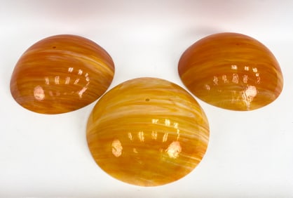 (3) ALABASTER BOWL CEILING FIXTURE SHADES