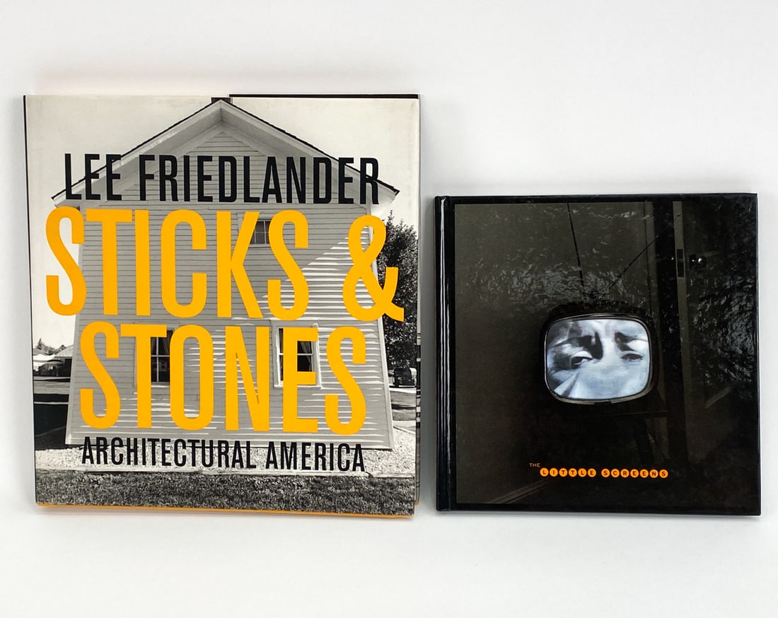 (2) LEE FRIEDLANDER PHOTOGRAPHY BOOKS: Includes The Little Screens by Fraenkel Gallery and a first edition hardcover of Sticks and Stones. Dimensions: (Larger) H 12.75" x W 12" Condition: Uncollated. Very light handling wear.