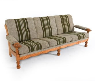 KJAERNULF STYLE DANISH OAK & WOOL SOFA C. 1970S