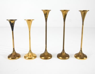 HYSLOP DANISH BRASS TRUMPET CANDLESTICKS GROUP