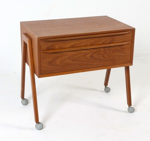 MID-CENTURY DANISH TEAK SEWING TABLE C. 1960S