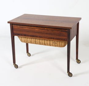 MID-CENTURY DANISH ROSEWOOD SEWING TABLE C. 1970S