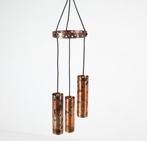 DANISH COPPER PENDANT LIGHT CHANDALIER C. 1960S