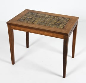 DANISH TEAK & TILE SIDE TABLE C. 1970S